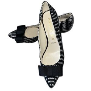 Anne Klein iFlex Wishton Low Kitten Heel Black/White Bow Women's Size 10 Career